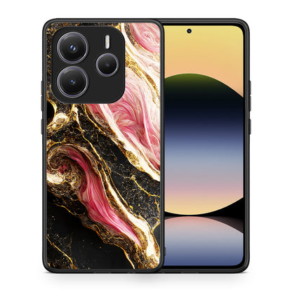 Θήκη Xiaomi Redmi Note 14 5G Glamorous Pink Marble από τη Smartfits με σχέδιο στο πίσω μέρος και μαύρο περίβλημα | Xiaomi Redmi Note 14 5G Glamorous Pink Marble case with colorful back and black bezels