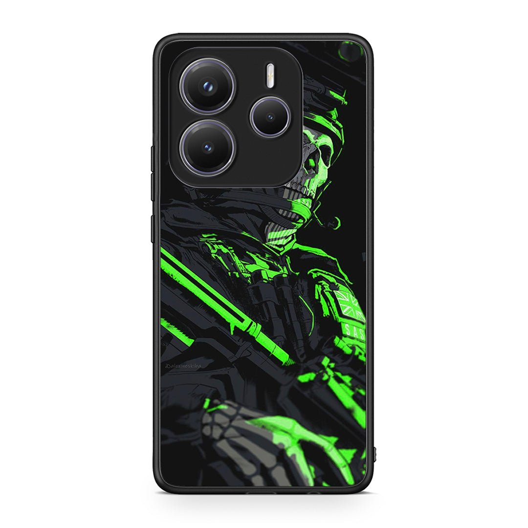 Xiaomi Redmi Note 14 5G Green Soldier Θήκη Αγίου Βαλεντίνου από τη Smartfits με σχέδιο στο πίσω μέρος και μαύρο περίβλημα | Smartphone case with colorful back and black bezels by Smartfits