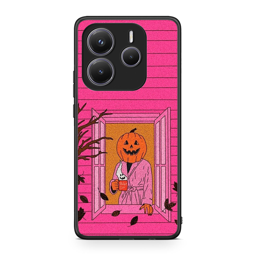 Xiaomi Redmi Note 14 5G Halloween Pumpkin Lady Θήκη από τη Smartfits με σχέδιο στο πίσω μέρος και μαύρο περίβλημα | Smartphone case with colorful back and black bezels by Smartfits