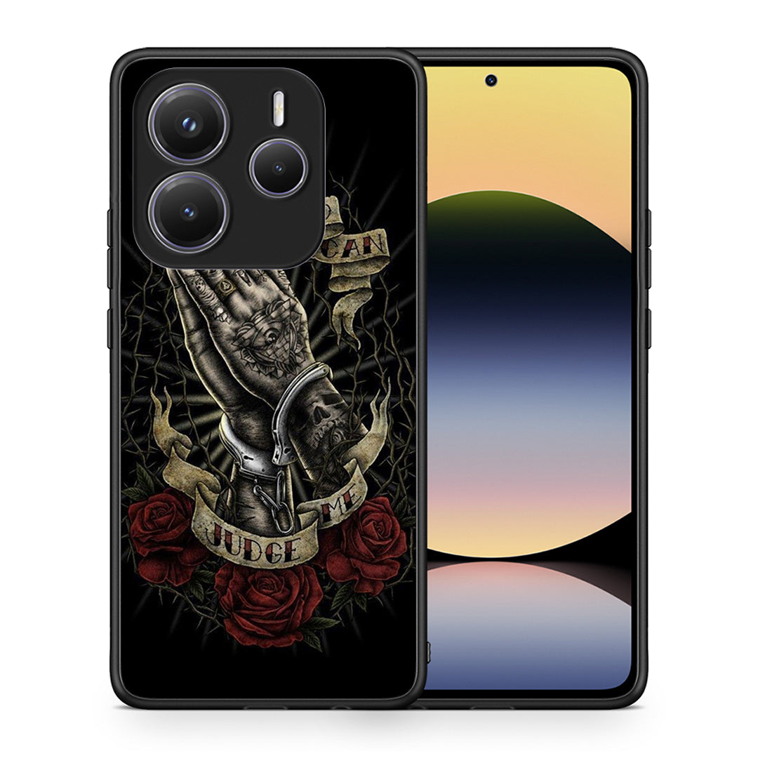 Θήκη Xiaomi Redmi Note 14 5G Judge By God από τη Smartfits με σχέδιο στο πίσω μέρος και μαύρο περίβλημα | Xiaomi Redmi Note 14 5G Judge By God case with colorful back and black bezels