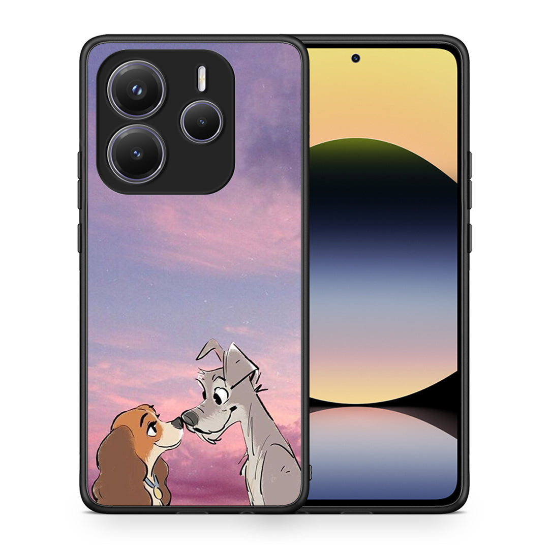 Θήκη Xiaomi Redmi Note 14 5G Lady And Tramp από τη Smartfits με σχέδιο στο πίσω μέρος και μαύρο περίβλημα | Xiaomi Redmi Note 14 5G Lady And Tramp case with colorful back and black bezels