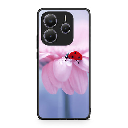 Xiaomi Redmi Note 14 5G Ladybug Flower θήκη από τη Smartfits με σχέδιο στο πίσω μέρος και μαύρο περίβλημα | Smartphone case with colorful back and black bezels by Smartfits