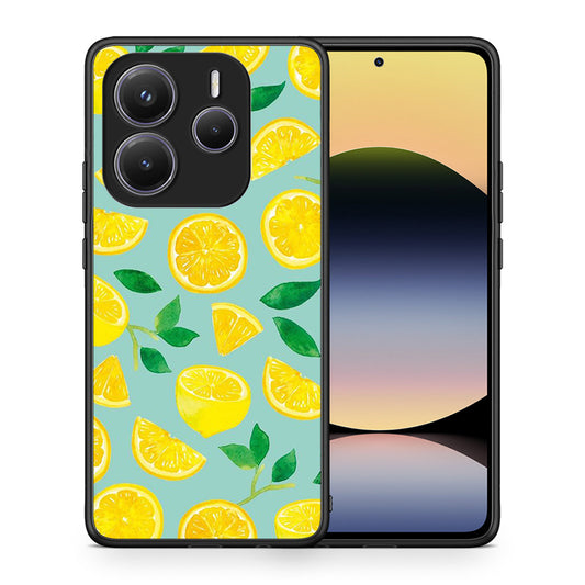 Θήκη Xiaomi Redmi Note 14 5G Lemons από τη Smartfits με σχέδιο στο πίσω μέρος και μαύρο περίβλημα | Xiaomi Redmi Note 14 5G Lemons case with colorful back and black bezels