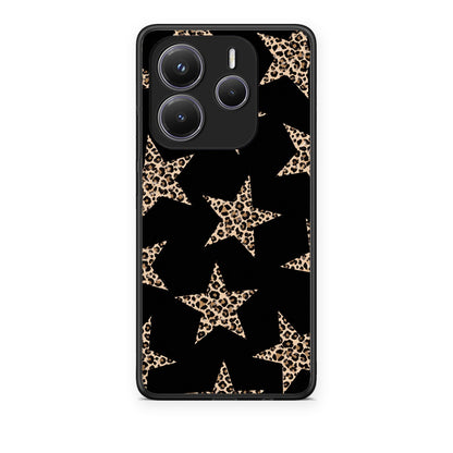 Θήκη Xiaomi Redmi Note 14 5G Leopard Stars on Black από τη Smartfits με σχέδιο στο πίσω μέρος και μαύρο περίβλημα | Xiaomi Redmi Note 14 5G Leopard Stars on Black case with colorful back and black bezels