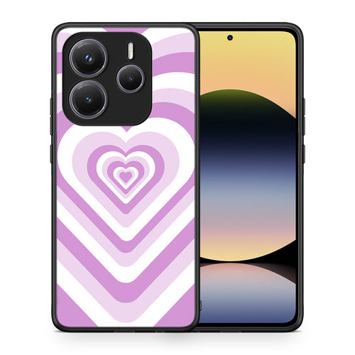 Θήκη Xiaomi Redmi Note 14 5G Lilac Hearts από τη Smartfits με σχέδιο στο πίσω μέρος και μαύρο περίβλημα | Xiaomi Redmi Note 14 5G Lilac Hearts case with colorful back and black bezels