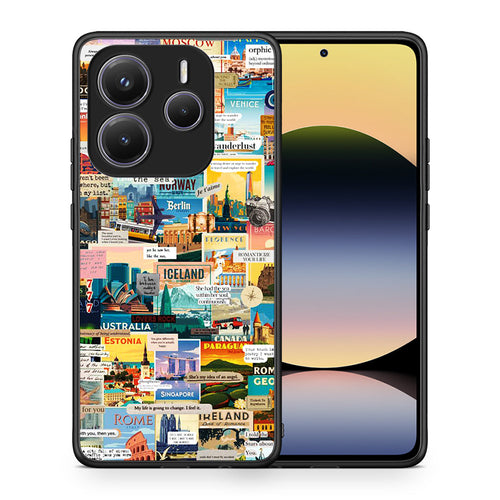 Θήκη Xiaomi Redmi Note 14 5G Live To Travel από τη Smartfits με σχέδιο στο πίσω μέρος και μαύρο περίβλημα | Xiaomi Redmi Note 14 5G Live To Travel case with colorful back and black bezels