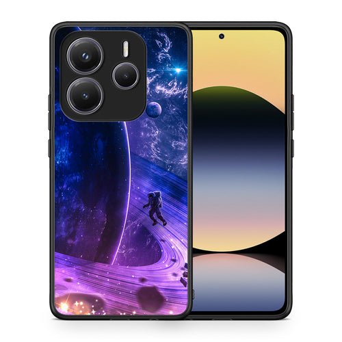 Θήκη Xiaomi Redmi Note 14 5G Lost Astronaut από τη Smartfits με σχέδιο στο πίσω μέρος και μαύρο περίβλημα | Xiaomi Redmi Note 14 5G Lost Astronaut case with colorful back and black bezels