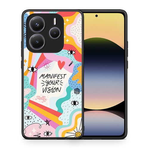 Θήκη Xiaomi Redmi Note 14 5G Manifest Your Vision από τη Smartfits με σχέδιο στο πίσω μέρος και μαύρο περίβλημα | Xiaomi Redmi Note 14 5G Manifest Your Vision case with colorful back and black bezels