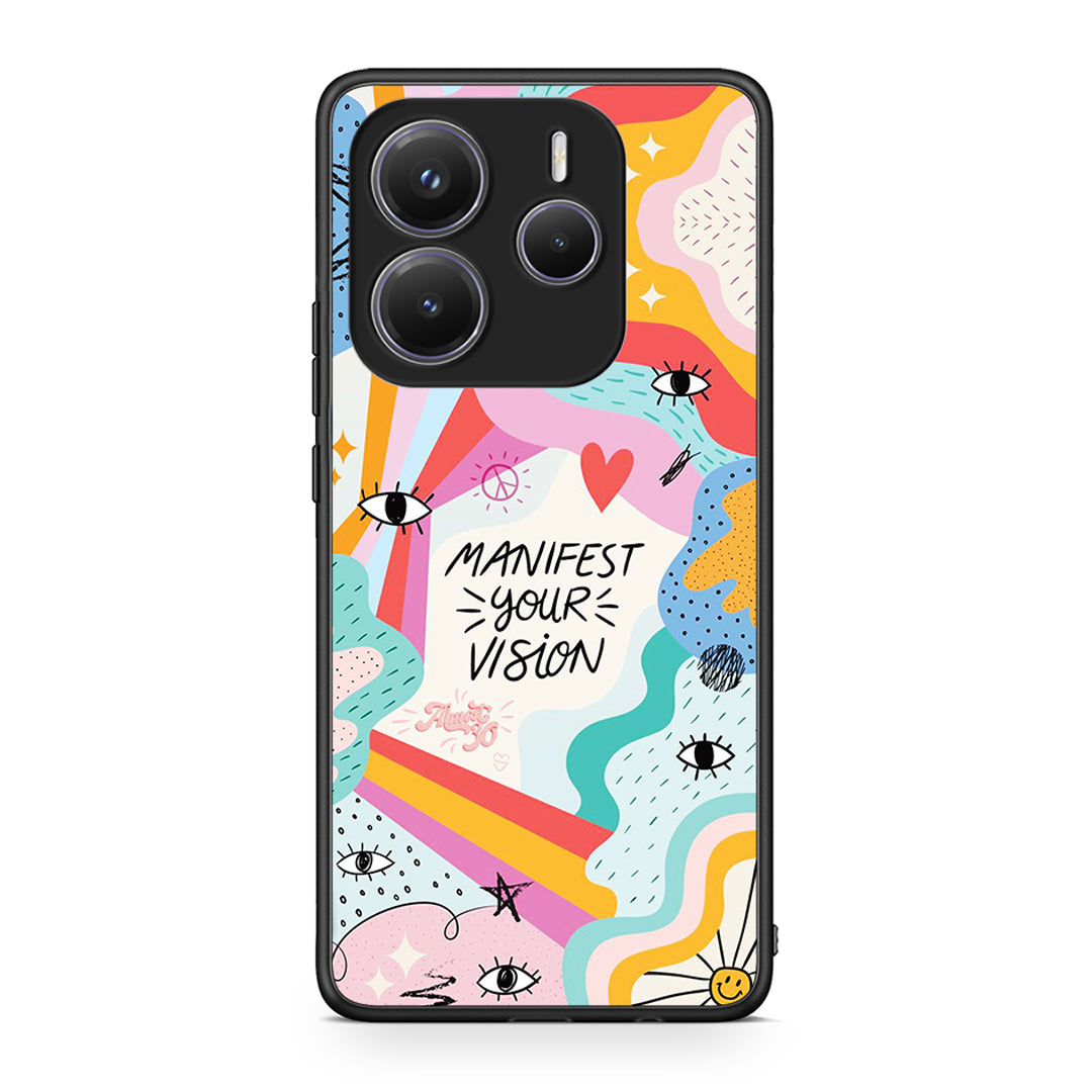 Xiaomi Redmi Note 14 5G Manifest Your Vision θήκη από τη Smartfits με σχέδιο στο πίσω μέρος και μαύρο περίβλημα | Smartphone case with colorful back and black bezels by Smartfits