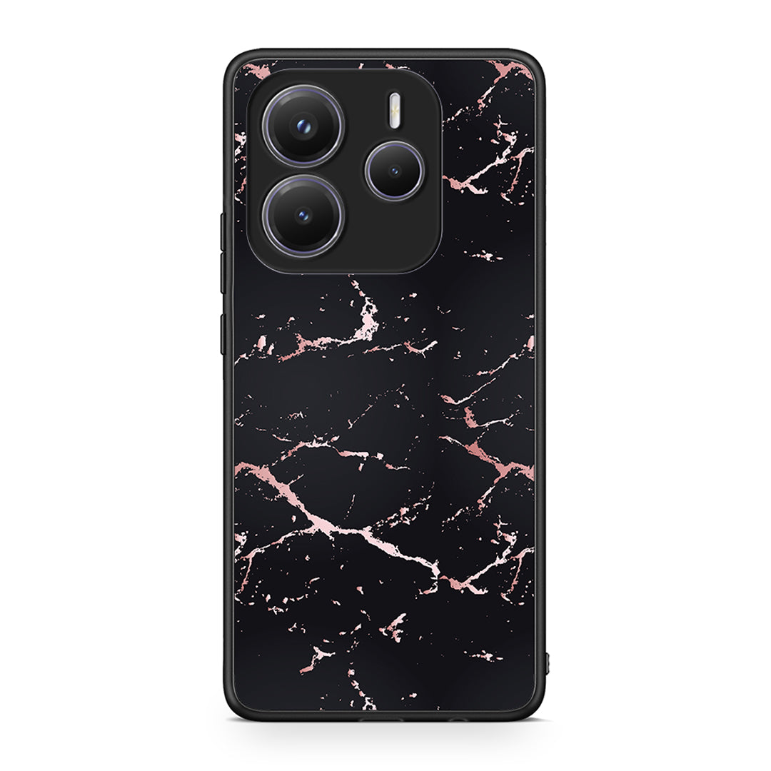 4 - Xiaomi Redmi Note 14 5G Black Rosegold Marble case, cover, bumper