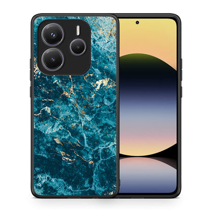 Θήκη Xiaomi Redmi Note 14 5G Marble Blue από τη Smartfits με σχέδιο στο πίσω μέρος και μαύρο περίβλημα | Xiaomi Redmi Note 14 5G Marble Blue case with colorful back and black bezels
