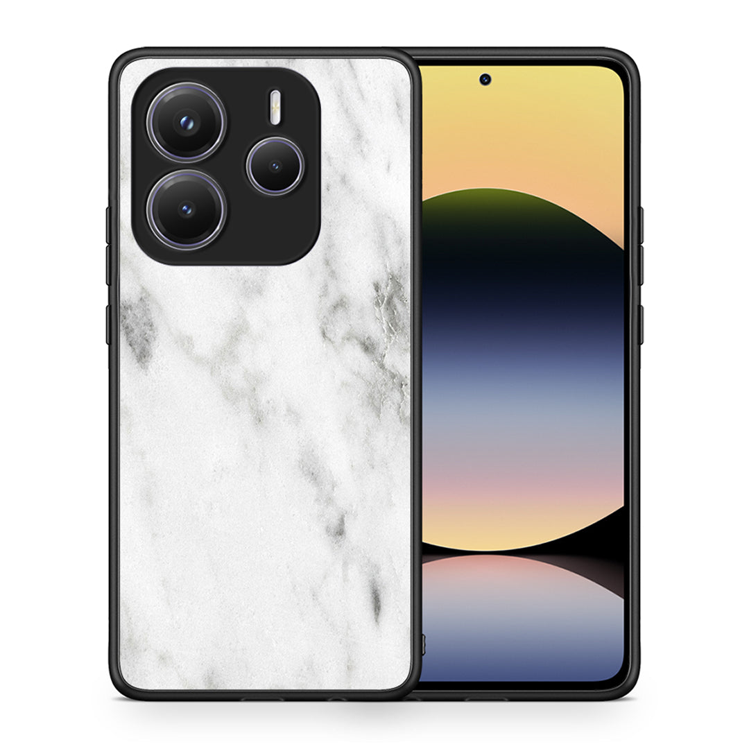 Θήκη Xiaomi Redmi Note 14 5G White Marble από τη Smartfits με σχέδιο στο πίσω μέρος και μαύρο περίβλημα | Xiaomi Redmi Note 14 5G White Marble case with colorful back and black bezels