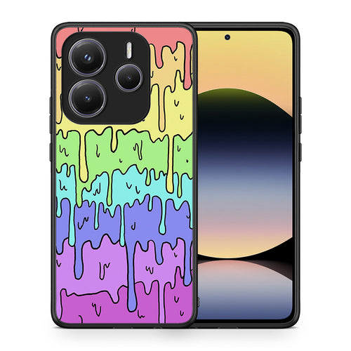 Θήκη Xiaomi Redmi Note 14 5G Melting Rainbow από τη Smartfits με σχέδιο στο πίσω μέρος και μαύρο περίβλημα | Xiaomi Redmi Note 14 5G Melting Rainbow case with colorful back and black bezels