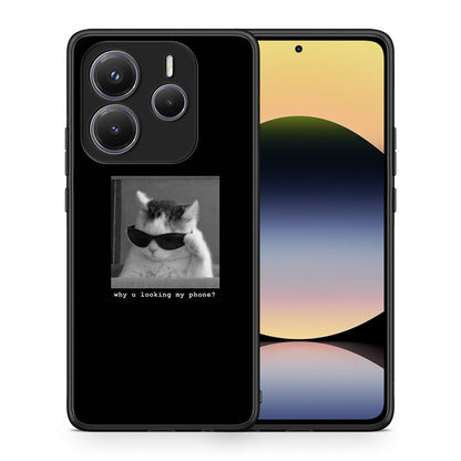 Θήκη Xiaomi Redmi Note 14 5G Meme Cat από τη Smartfits με σχέδιο στο πίσω μέρος και μαύρο περίβλημα | Xiaomi Redmi Note 14 5G Meme Cat case with colorful back and black bezels