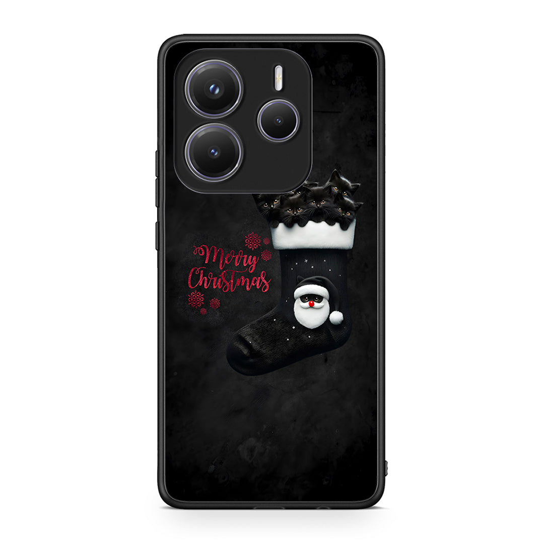 Xiaomi Redmi Note 14 5G Merry Cat Christmas θήκη από τη Smartfits με σχέδιο στο πίσω μέρος και μαύρο περίβλημα | Smartphone case with colorful back and black bezels by Smartfits