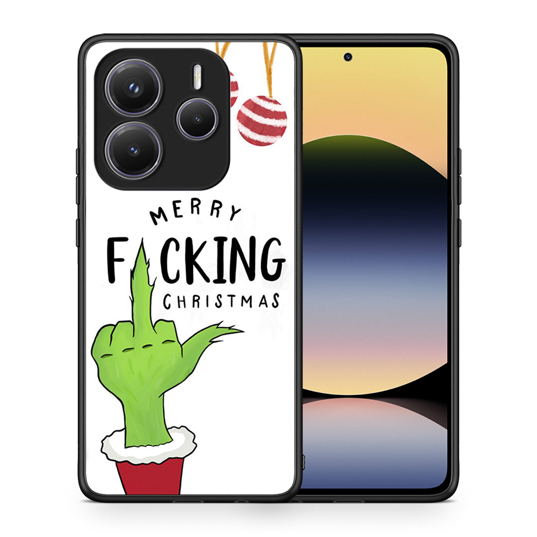 Θήκη Xiaomi Redmi Note 14 5G Merry F Xmas από τη Smartfits με σχέδιο στο πίσω μέρος και μαύρο περίβλημα | Xiaomi Redmi Note 14 5G Merry F Xmas case with colorful back and black bezels