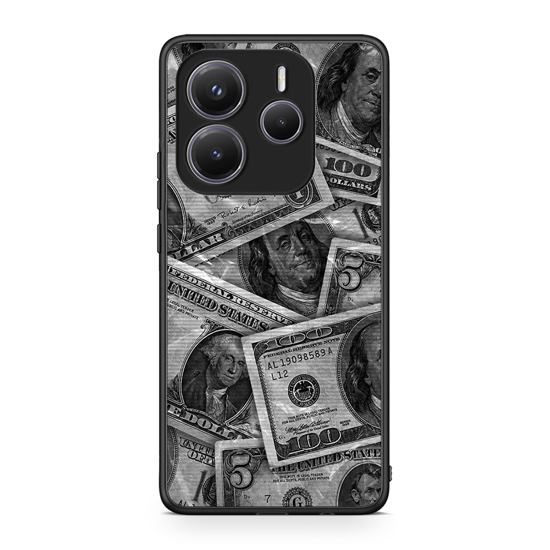 Xiaomi Redmi Note 14 5G Money Dollars θήκη από τη Smartfits με σχέδιο στο πίσω μέρος και μαύρο περίβλημα | Smartphone case with colorful back and black bezels by Smartfits