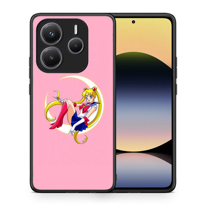 Θήκη Xiaomi Redmi Note 14 5G Moon Girl από τη Smartfits με σχέδιο στο πίσω μέρος και μαύρο περίβλημα | Xiaomi Redmi Note 14 5G Moon Girl case with colorful back and black bezels
