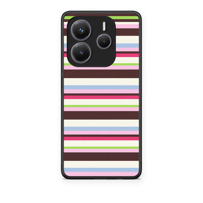 Θήκη Xiaomi Redmi Note 14 5G Multicolour Horizontal Stripes από τη Smartfits με σχέδιο στο πίσω μέρος και μαύρο περίβλημα | Xiaomi Redmi Note 14 5G Multicolour Horizontal Stripes case with colorful back and black bezels