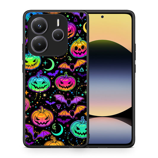 Θήκη Xiaomi Redmi Note 14 5G Neon Halloween από τη Smartfits με σχέδιο στο πίσω μέρος και μαύρο περίβλημα | Xiaomi Redmi Note 14 5G Neon Halloween case with colorful back and black bezels