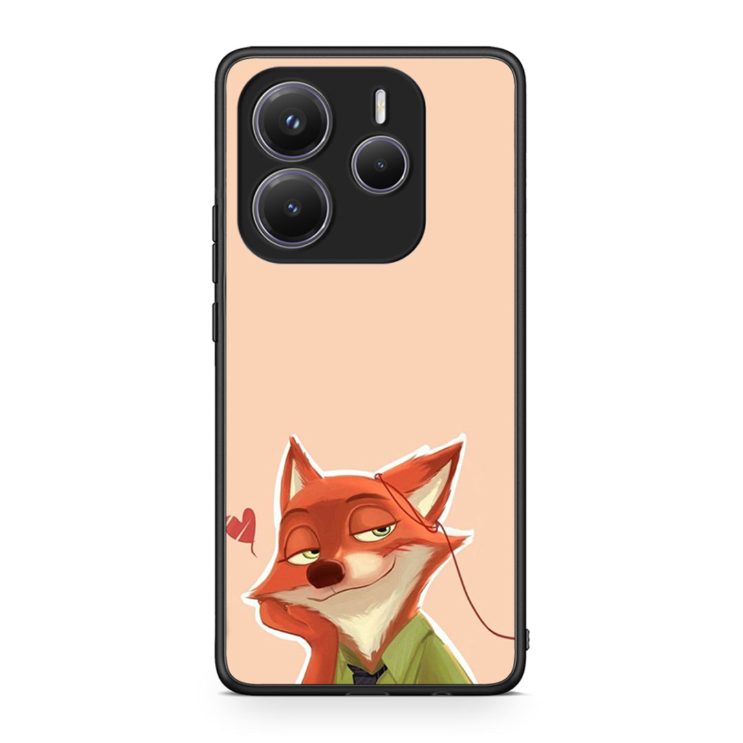 Xiaomi Redmi Note 14 5G Nick Wilde And Judy Hopps Love 1 θήκη από τη Smartfits με σχέδιο στο πίσω μέρος και μαύρο περίβλημα | Smartphone case with colorful back and black bezels by Smartfits