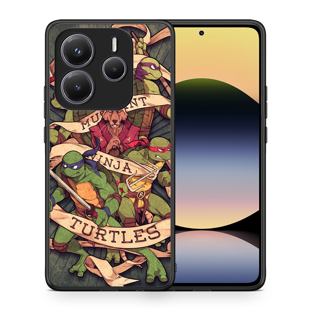 Θήκη Xiaomi Redmi Note 14 5G Ninja Turtles από τη Smartfits με σχέδιο στο πίσω μέρος και μαύρο περίβλημα | Xiaomi Redmi Note 14 5G Ninja Turtles case with colorful back and black bezels