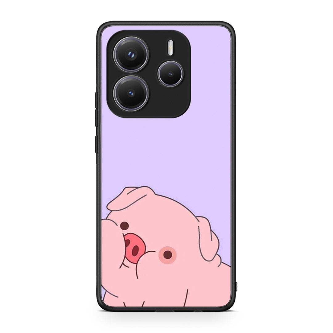 Xiaomi Redmi Note 14 5G Pig Love 2 Θήκη Αγίου Βαλεντίνου από τη Smartfits με σχέδιο στο πίσω μέρος και μαύρο περίβλημα | Smartphone case with colorful back and black bezels by Smartfits