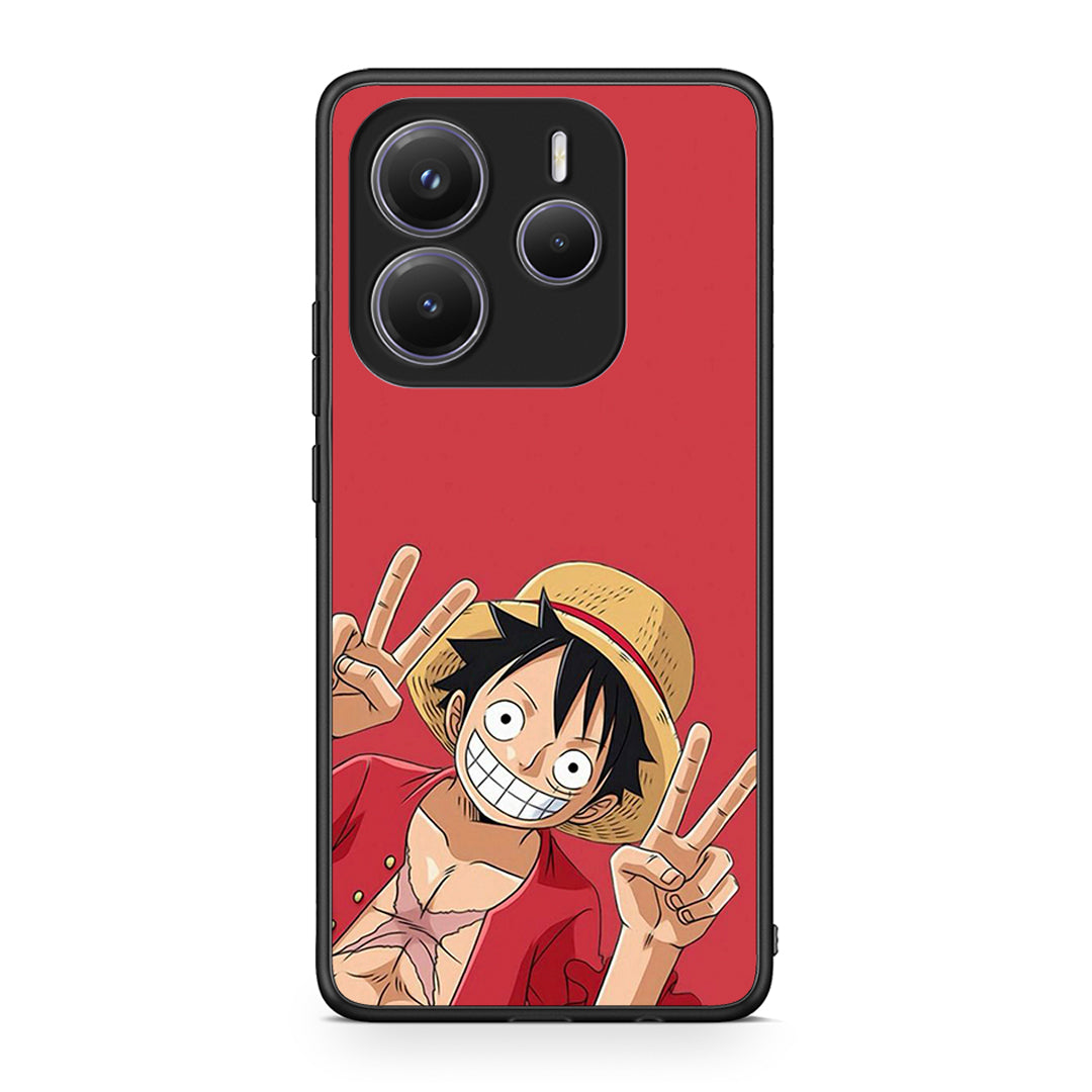 Xiaomi Redmi Note 14 5G Pirate Luffy Θήκη από τη Smartfits με σχέδιο στο πίσω μέρος και μαύρο περίβλημα | Smartphone case with colorful back and black bezels by Smartfits