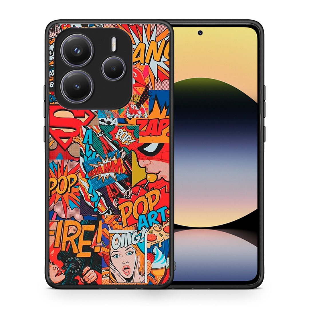Θήκη Xiaomi Redmi Note 14 5G PopArt OMG από τη Smartfits με σχέδιο στο πίσω μέρος και μαύρο περίβλημα | Xiaomi Redmi Note 14 5G PopArt OMG case with colorful back and black bezels