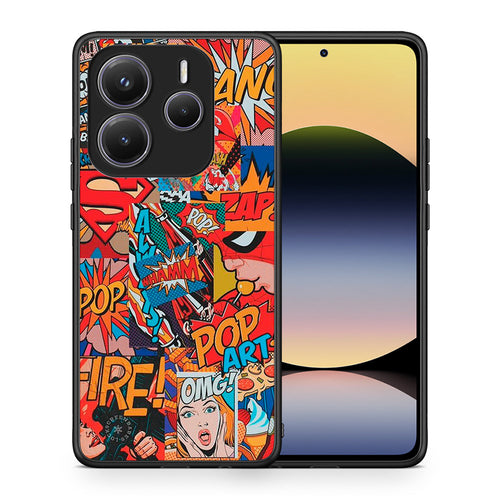 Θήκη Xiaomi Redmi Note 14 5G PopArt OMG από τη Smartfits με σχέδιο στο πίσω μέρος και μαύρο περίβλημα | Xiaomi Redmi Note 14 5G PopArt OMG case with colorful back and black bezels