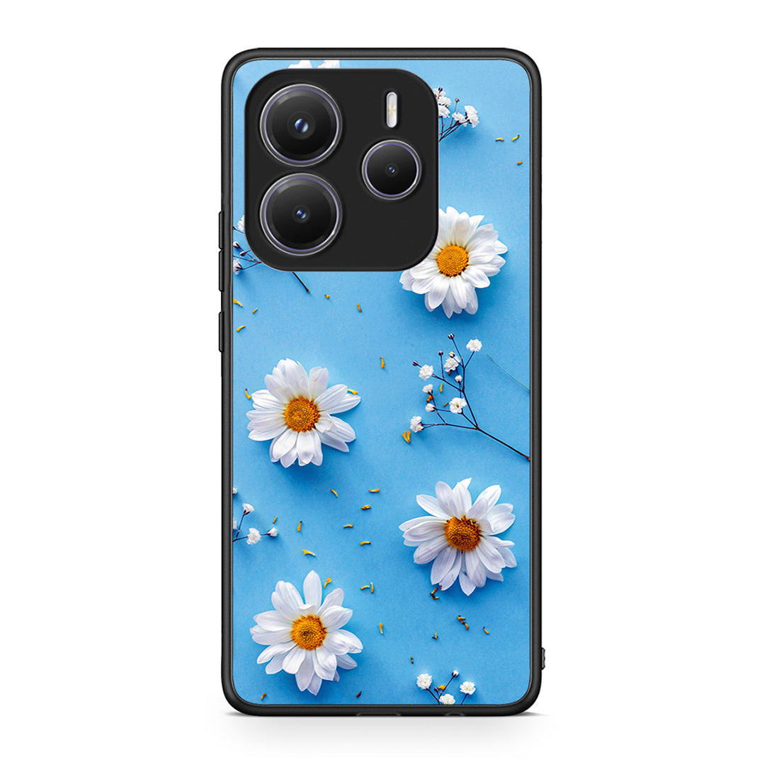 Xiaomi Redmi Note 14 5G Real Daisies θήκη από τη Smartfits με σχέδιο στο πίσω μέρος και μαύρο περίβλημα | Smartphone case with colorful back and black bezels by Smartfits