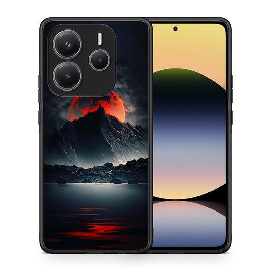 Θήκη Xiaomi Redmi Note 14 5G Red Full Moon από τη Smartfits με σχέδιο στο πίσω μέρος και μαύρο περίβλημα | Xiaomi Redmi Note 14 5G Red Full Moon case with colorful back and black bezels