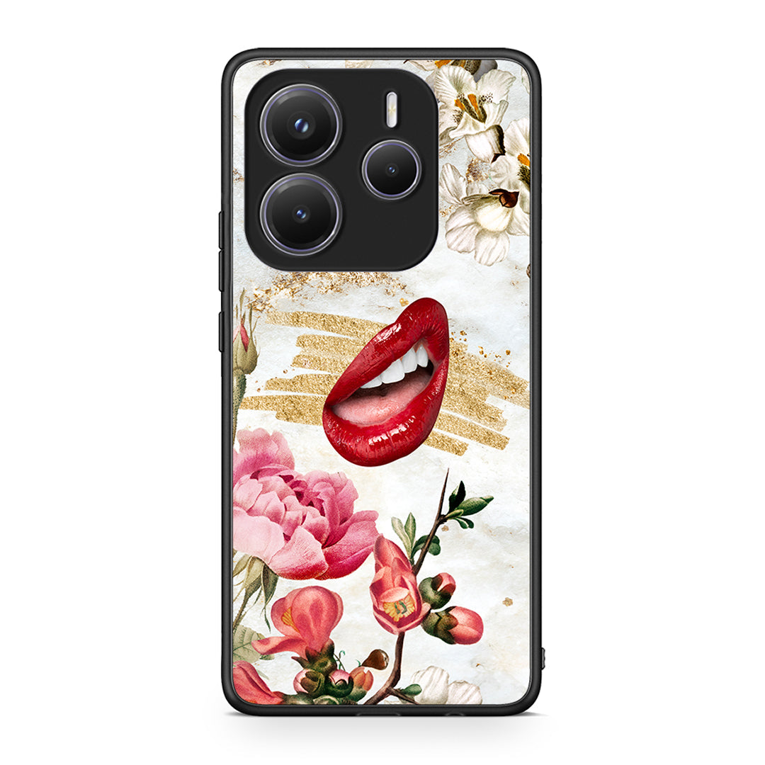 Xiaomi Redmi Note 14 5G Red Lips θήκη από τη Smartfits με σχέδιο στο πίσω μέρος και μαύρο περίβλημα | Smartphone case with colorful back and black bezels by Smartfits