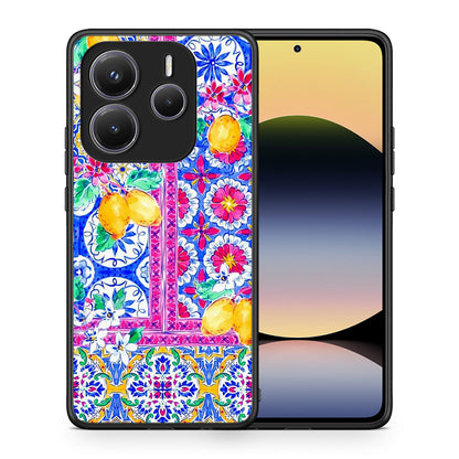 Θήκη Xiaomi Redmi Note 14 5G Retro Spring από τη Smartfits με σχέδιο στο πίσω μέρος και μαύρο περίβλημα | Xiaomi Redmi Note 14 5G Retro Spring case with colorful back and black bezels