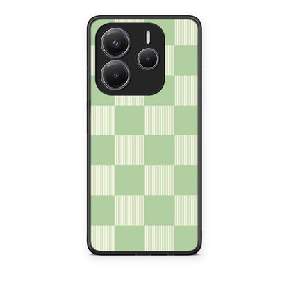 Θήκη Xiaomi Redmi Note 14 5G Sage and Cream Striped Checks από τη Smartfits με σχέδιο στο πίσω μέρος και μαύρο περίβλημα | Xiaomi Redmi Note 14 5G Sage and Cream Striped Checks case with colorful back and black bezels