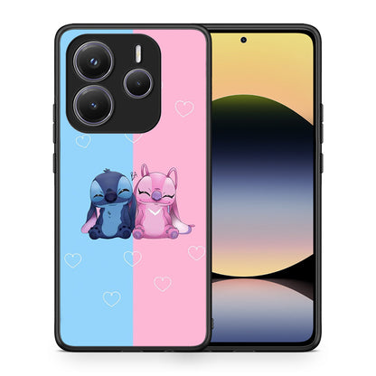 Θήκη Xiaomi Redmi Note 14 5G Stitch And Angel από τη Smartfits με σχέδιο στο πίσω μέρος και μαύρο περίβλημα | Xiaomi Redmi Note 14 5G Stitch And Angel case with colorful back and black bezels