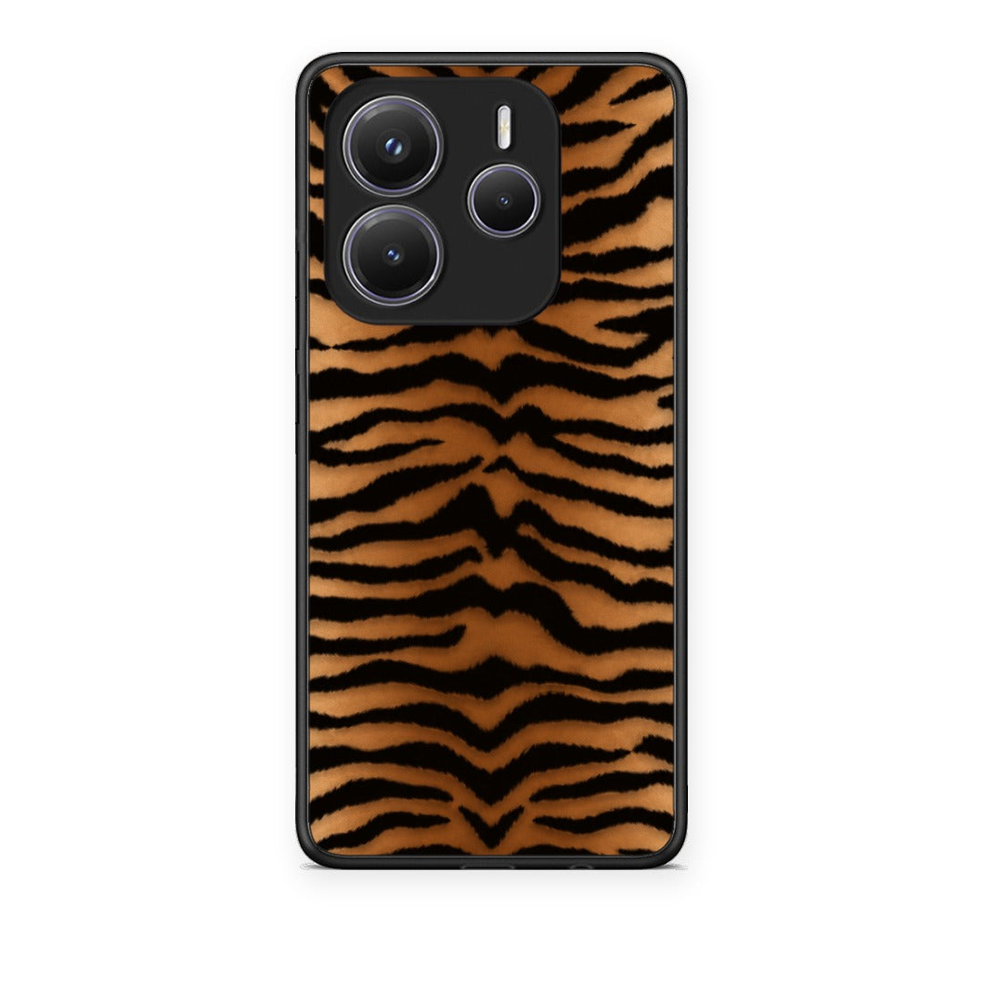 Θήκη Xiaomi Redmi Note 14 5G Tiger Print Orange and Black από τη Smartfits με σχέδιο στο πίσω μέρος και μαύρο περίβλημα | Xiaomi Redmi Note 14 5G Tiger Print Orange and Black case with colorful back and black bezels