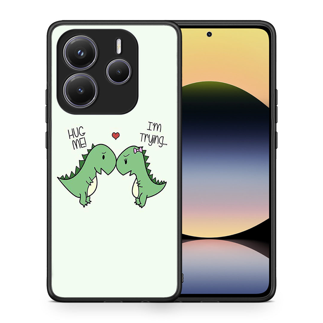 Θήκη Xiaomi Redmi Note 14 5G Rex Valentine από τη Smartfits με σχέδιο στο πίσω μέρος και μαύρο περίβλημα | Xiaomi Redmi Note 14 5G Rex Valentine case with colorful back and black bezels