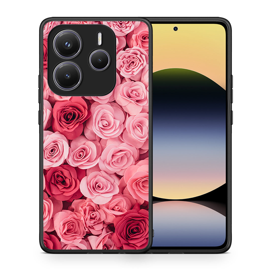 Θήκη Xiaomi Redmi Note 14 5G RoseGarden Valentine από τη Smartfits με σχέδιο στο πίσω μέρος και μαύρο περίβλημα | Xiaomi Redmi Note 14 5G RoseGarden Valentine case with colorful back and black bezels