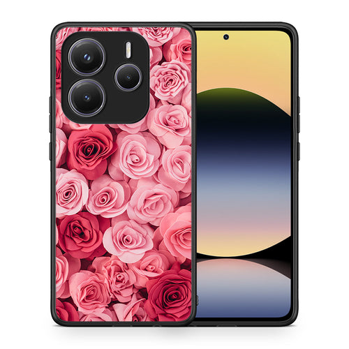 Θήκη Xiaomi Redmi Note 14 5G RoseGarden Valentine από τη Smartfits με σχέδιο στο πίσω μέρος και μαύρο περίβλημα | Xiaomi Redmi Note 14 5G RoseGarden Valentine case with colorful back and black bezels