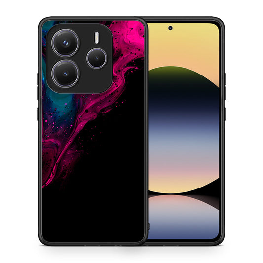 Θήκη Xiaomi Redmi Note 14 5G Pink Black Watercolor από τη Smartfits με σχέδιο στο πίσω μέρος και μαύρο περίβλημα | Xiaomi Redmi Note 14 5G Pink Black Watercolor case with colorful back and black bezels