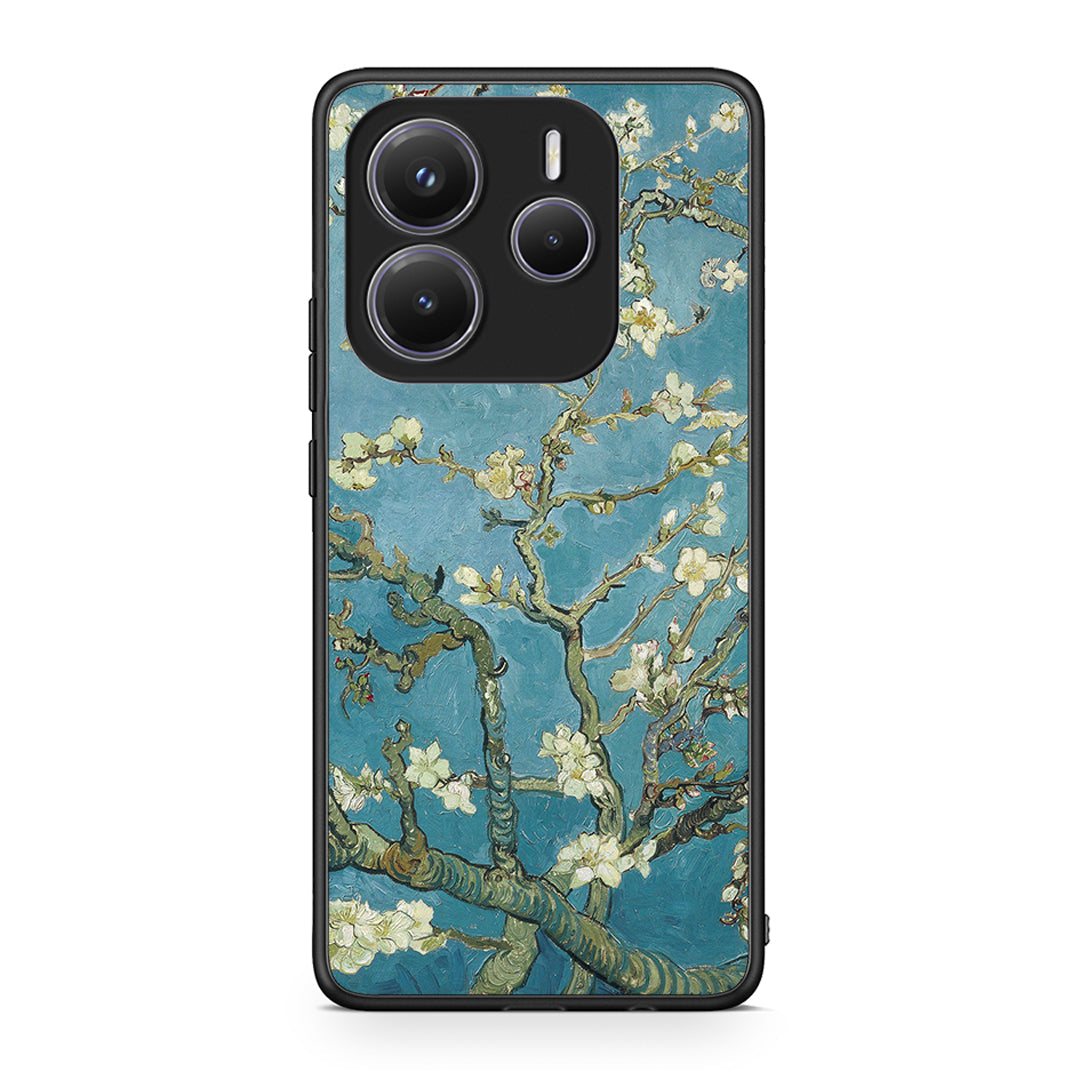 Xiaomi Redmi Note 14 5G White Blossoms θήκη από τη Smartfits με σχέδιο στο πίσω μέρος και μαύρο περίβλημα | Smartphone case with colorful back and black bezels by Smartfits