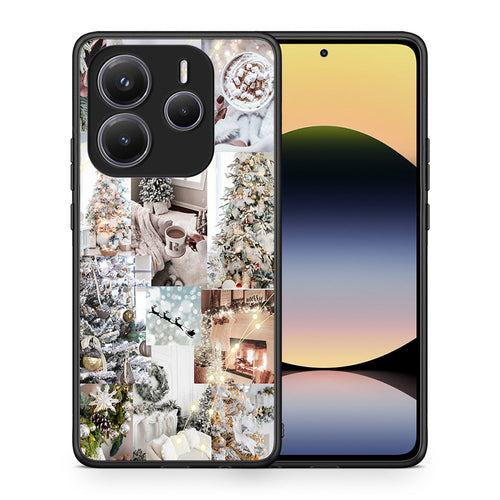 Θήκη Xiaomi Redmi Note 14 5G White Christmas από τη Smartfits με σχέδιο στο πίσω μέρος και μαύρο περίβλημα | Xiaomi Redmi Note 14 5G White Christmas case with colorful back and black bezels