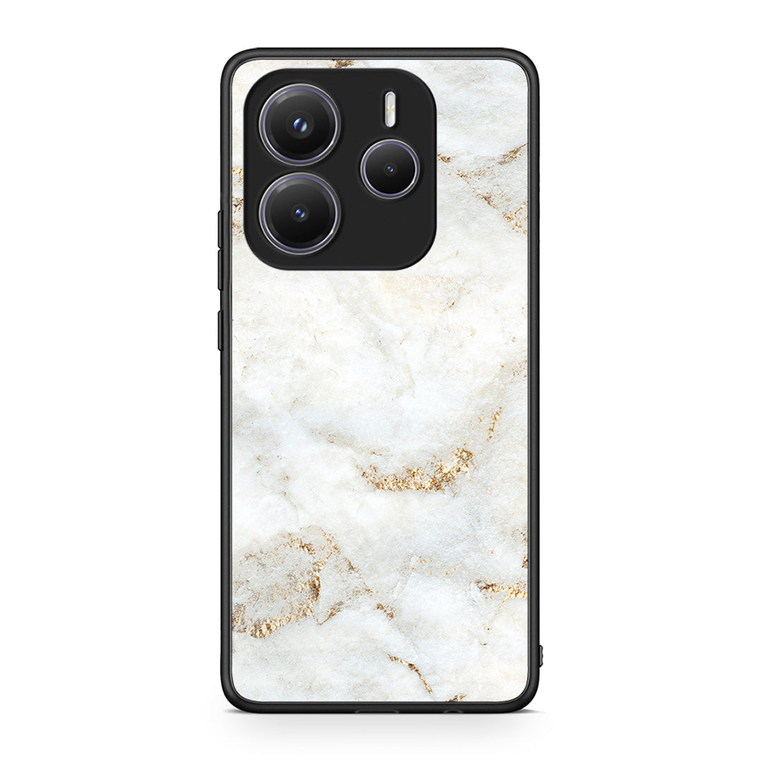 Xiaomi Redmi Note 14 5G White Gold Marble θήκη από τη Smartfits με σχέδιο στο πίσω μέρος και μαύρο περίβλημα | Smartphone case with colorful back and black bezels by Smartfits
