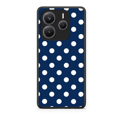 Θήκη Xiaomi Redmi Note 14 5G White Large Polka Dots on Navy από τη Smartfits με σχέδιο στο πίσω μέρος και μαύρο περίβλημα | Xiaomi Redmi Note 14 5G White Large Polka Dots on Navy case with colorful back and black bezels