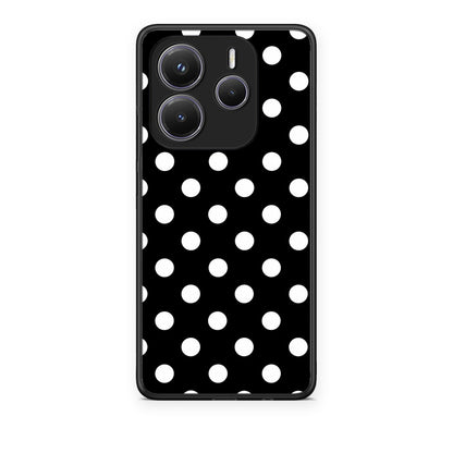 Θήκη Xiaomi Redmi Note 14 5G White Polka Dots on Black από τη Smartfits με σχέδιο στο πίσω μέρος και μαύρο περίβλημα | Xiaomi Redmi Note 14 5G White Polka Dots on Black case with colorful back and black bezels