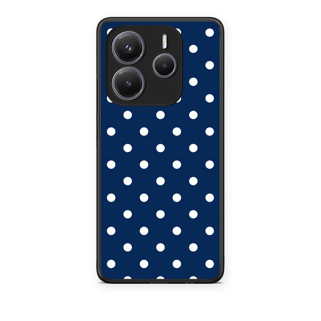 Θήκη Xiaomi Redmi Note 14 5G White Small Polka Dots on Navy από τη Smartfits με σχέδιο στο πίσω μέρος και μαύρο περίβλημα | Xiaomi Redmi Note 14 5G White Small Polka Dots on Navy case with colorful back and black bezels