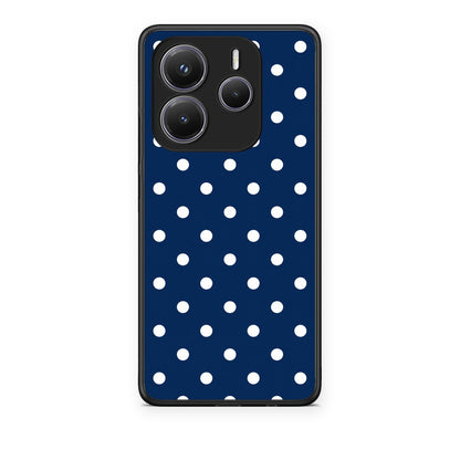 Θήκη Xiaomi Redmi Note 14 5G White Small Polka Dots on Navy από τη Smartfits με σχέδιο στο πίσω μέρος και μαύρο περίβλημα | Xiaomi Redmi Note 14 5G White Small Polka Dots on Navy case with colorful back and black bezels