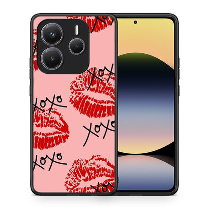 Θήκη Xiaomi Redmi Note 14 5G XOXO Lips από τη Smartfits με σχέδιο στο πίσω μέρος και μαύρο περίβλημα | Xiaomi Redmi Note 14 5G XOXO Lips case with colorful back and black bezels