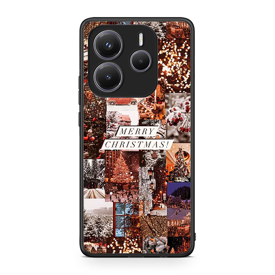 Xiaomi Redmi Note 14 5G Xmas Collage θήκη από τη Smartfits με σχέδιο στο πίσω μέρος και μαύρο περίβλημα | Smartphone case with colorful back and black bezels by Smartfits